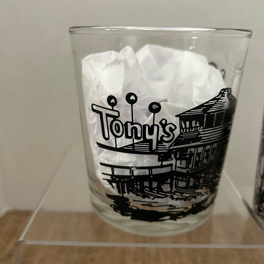 Tony's On The Pier Redondo Beach Ca. Tiki Lowball Cocktail Glasses. Set of 2 Vtg - Picture 4 of 6